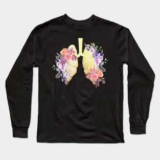 Floral Lungs Anatomy Long Sleeve T-Shirt